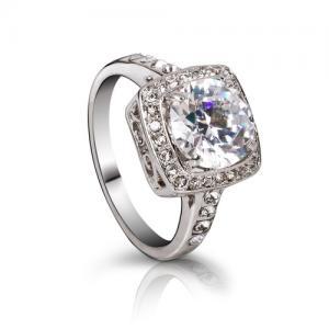 Size 7 - 18 Carat White Gold Plated Clear Austrian..