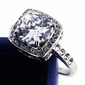 Size 7 - 18 Carat White Gold Plated Clear Austrian..
