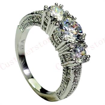 10k White Gold Filled Austrian Crystal Ring Size 7