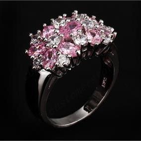 Pink Sapphire Ring 10k White Gold Filled Size 7