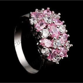 Pink Sapphire Ring 10k White Gold Filled Size 7