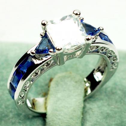 Sapphire Austrian Crystal 10k Gold Filled Ring