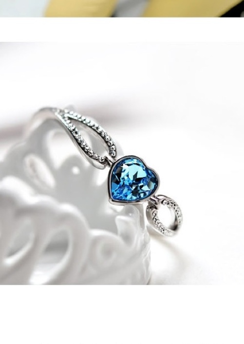 Blue Austrian Crystal Bracelet Silver Plated