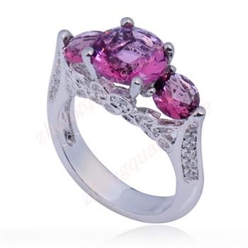 Amethyst Purple 10k White Gold Filled Austrian Crystal Ring Size 7