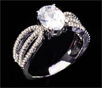 White Sapphire Austrian Crystal 10k White Gold Ring Size 7